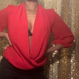 Red plunge bodysuit